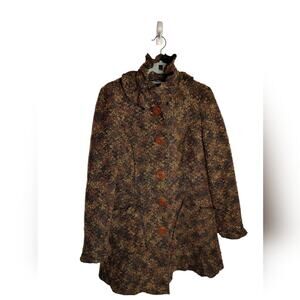 600 West Boucle Wool blend Trench Coat Women's size 4 scalloped hem